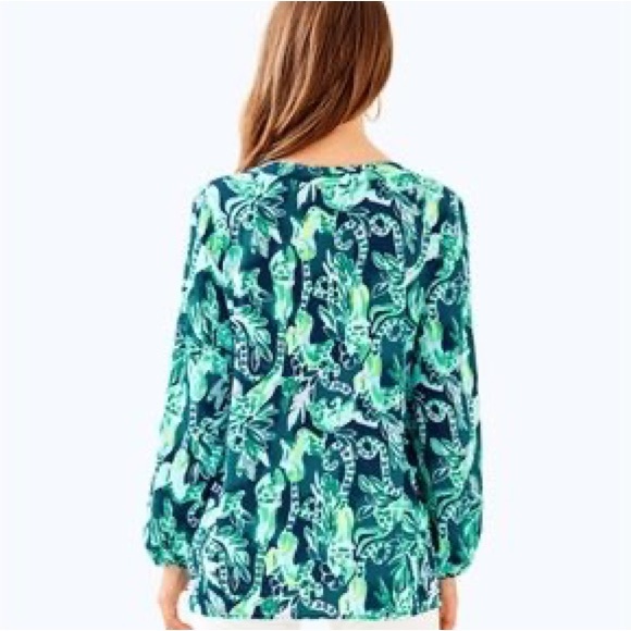 Lily Pulitzer Harbour Island Tunic, S, Tidal Wave in the Details Print - Picture 4 of 8